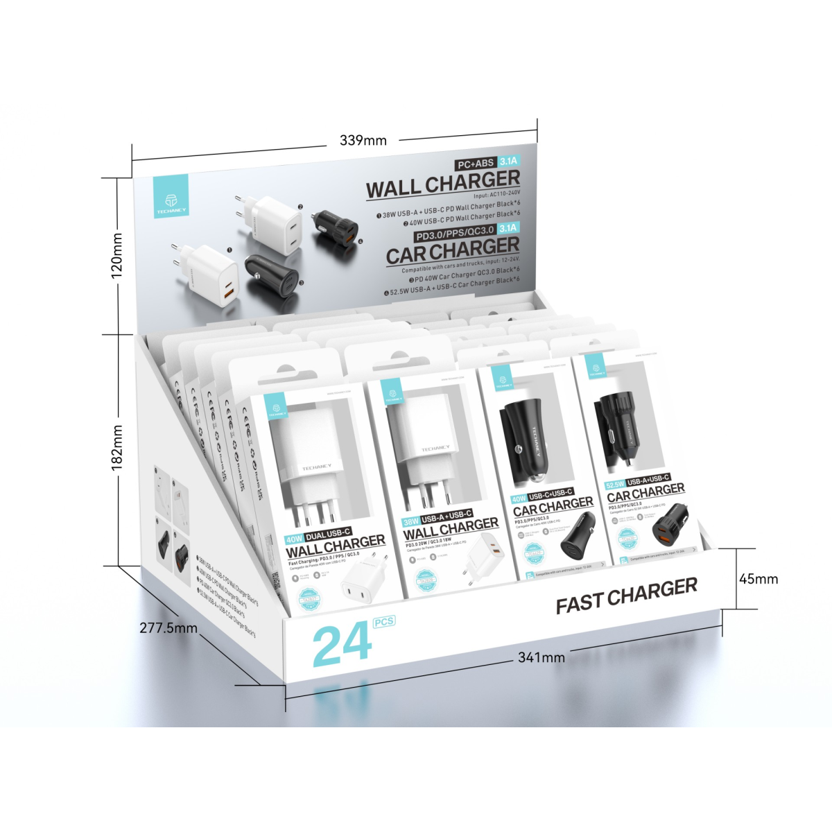 Techancy Kit de chargeurs rapides TA2827 TM02126x6 TM02125x6 TM04083x6 ...
